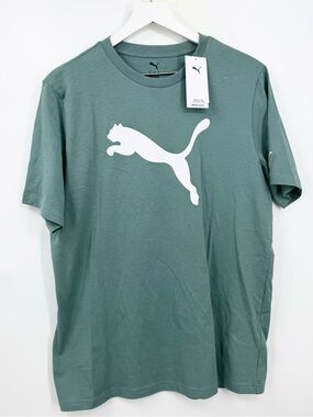 Puma Sage Green Tee with White Puma Cat Logo